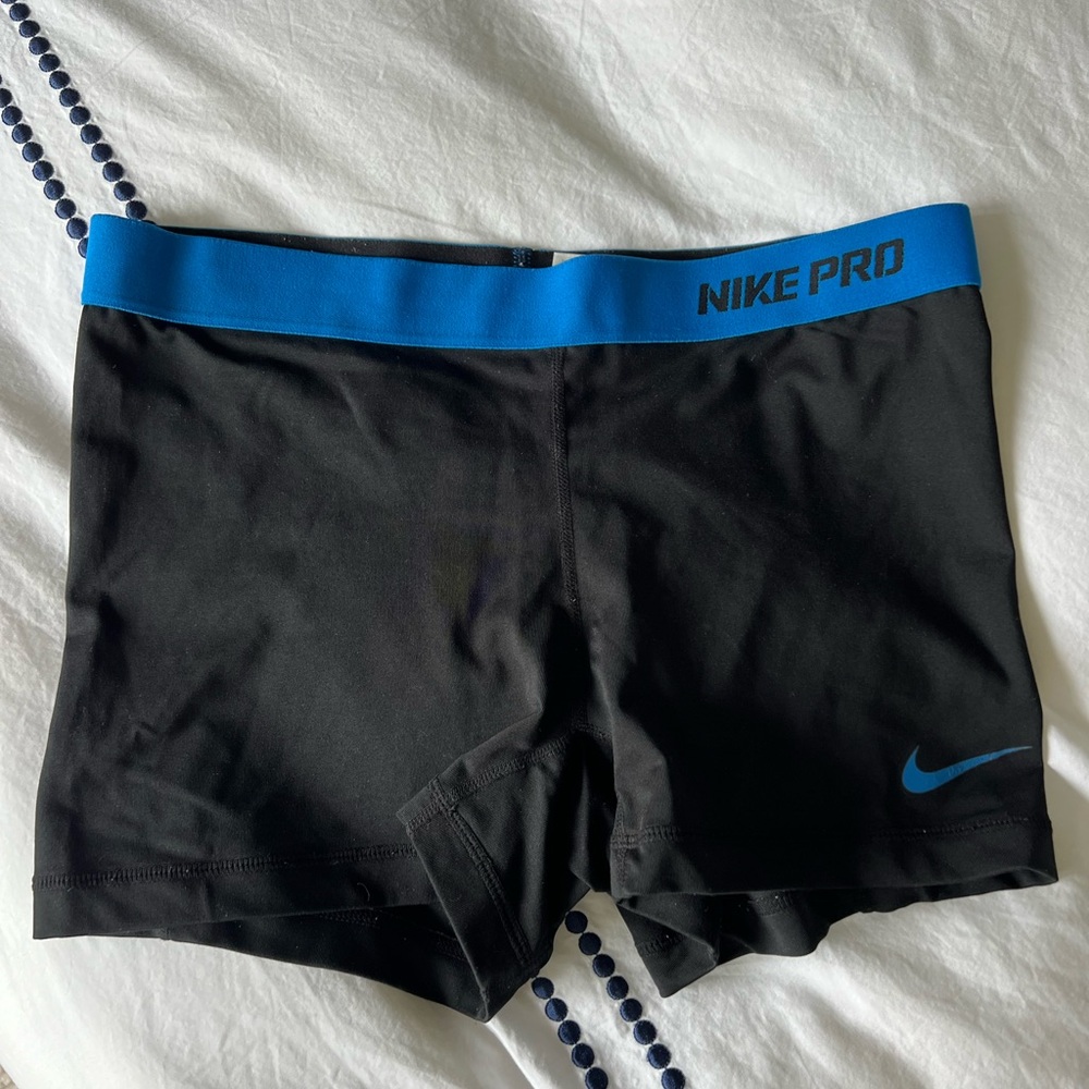 Nike Pro Black and Blue Athletic Shorts